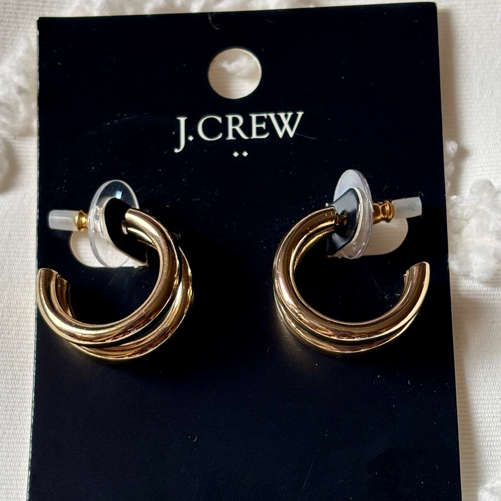 J.Crew Shiny Gold Double Hoop Earrings